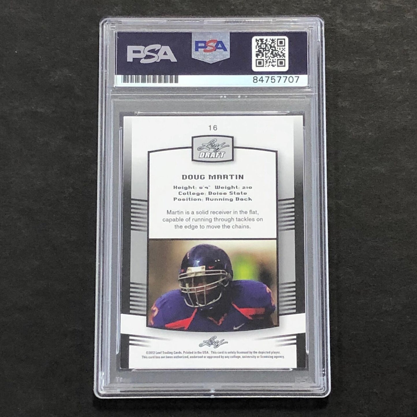 2012 Leaf Draft #16 Doug Martin Signed Card AUTO PSA Slabbed Bucs
