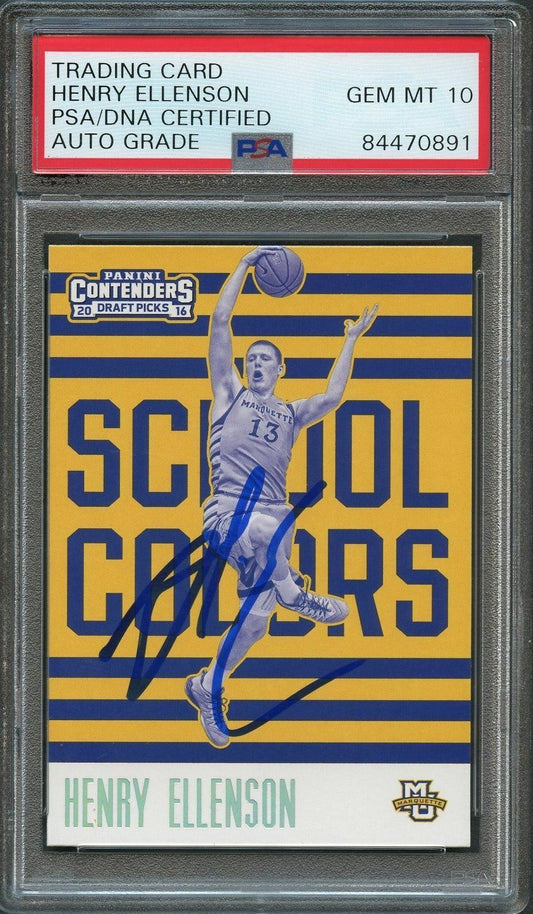 2016-17 Contenders Draft Picks #5 Henry Ellenson Signed Card AUTO 10 PSA Slabbed