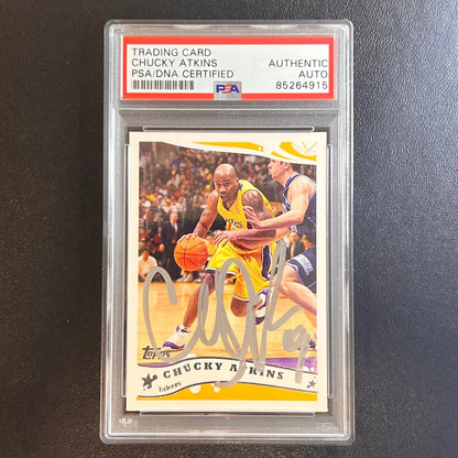 2005-06 Topps #126 Chucky Atkins Signed Card AUTO PSA Slabbed Lakers