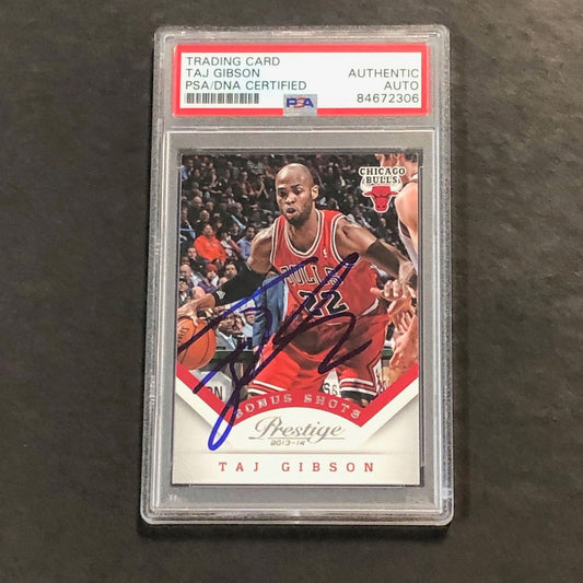 2013-14 Panini Prestige #128 Taj Gibson Signed Card AUTO PSA Slabbed Bulls