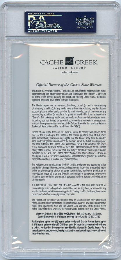 Klay Thompson Signed Oracle Ticket PSA/DNA Warriors Autographed Slabbed Rookie