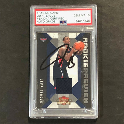 2009-10 PANINI THREADS ROOKIE PREVIEW #18 Jeff Teague Signed Relic Card AUTO 10