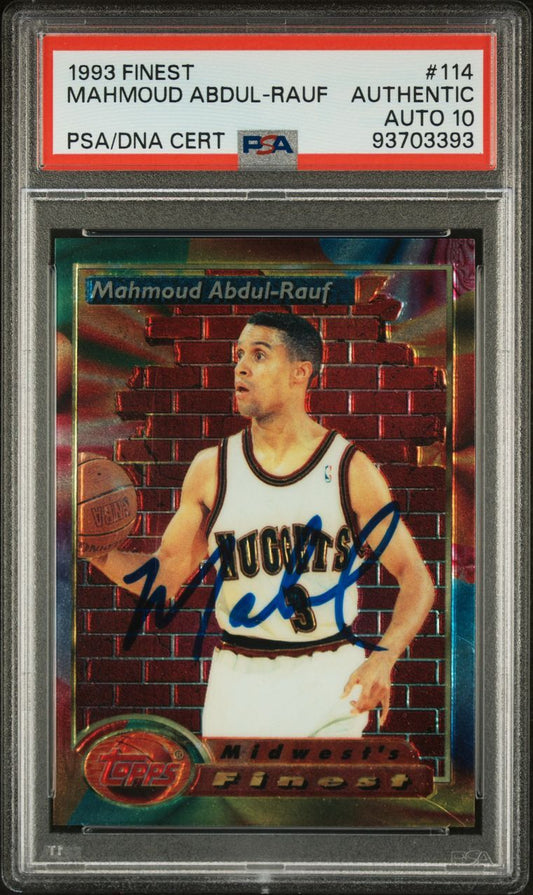 1993 Finest #114 Mahmoud Abdul-Rauf Signed Card Authentic AUTO 10 PSA/DNA Slabbe
