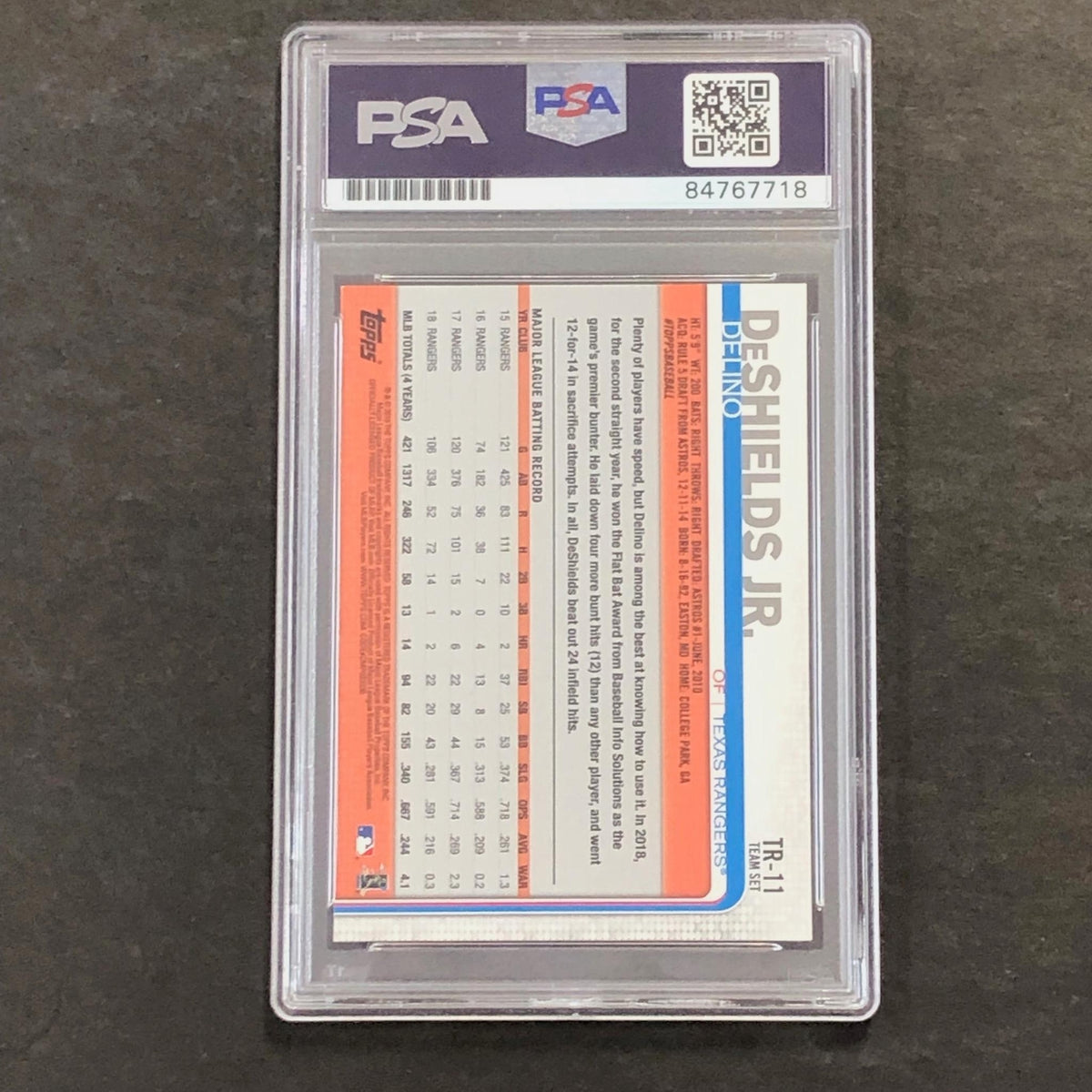 2019 Topps Team Edition #TR-11 Delino DeShields Jr. Signed Card AUTO PSA Slabbed