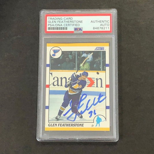 1990 Score #25T Glen Featherstone Signed Card PSA slabbed Blues