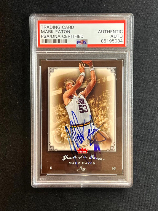 2005-06 Fleer Greats of the Game #25 Mark Eaton Signed Card AUTO PSA Slabbed Jaz