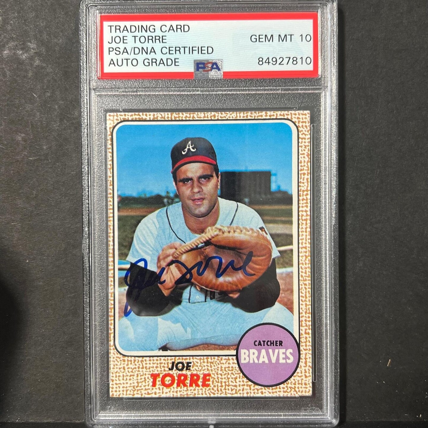 1968 Topps #30 Joe Torre Signed Card PSA Slabbed Auto 10 Braves