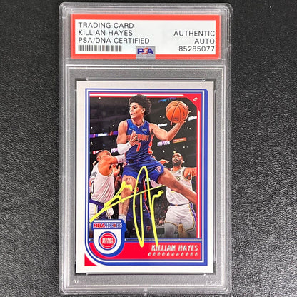 2022-23 Panini Hoops #64 Killian Hayes Signed Card AUTO PSA Slabbed RC Pistons