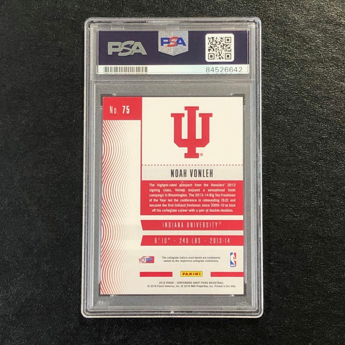 2016-17 Contenders Draft Picks #75 Noah Vonleh Signed Card AUTO PSA/DNA Slabbed