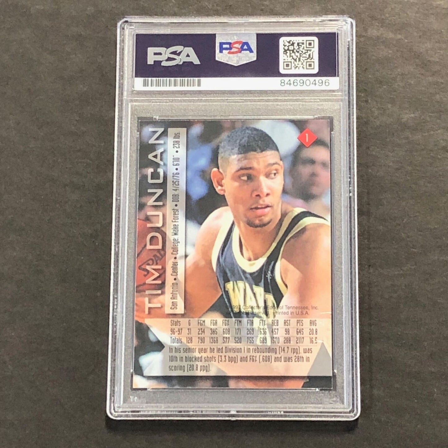 1997 Collectors Edge #1 Tim Duncan Signed AUTO PSA/DNA Slabbed Autographed