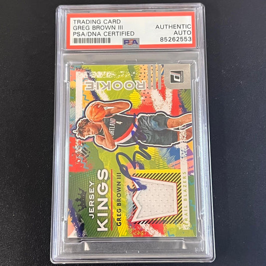 2021-22 Panini Donruss Jersey Kings #RJ-GBR Greg Brown III Signed Card AUTO PSA