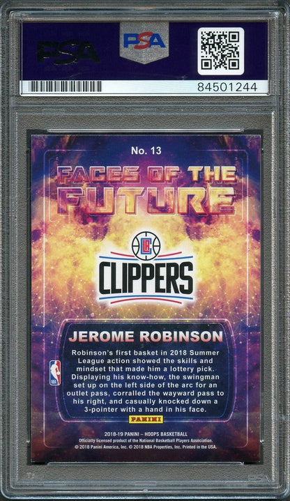 2018-19 NBA HOOPS FACES OF THE FUTURE #13 JEROME ROBINSON Signed Card AUTO PSA S