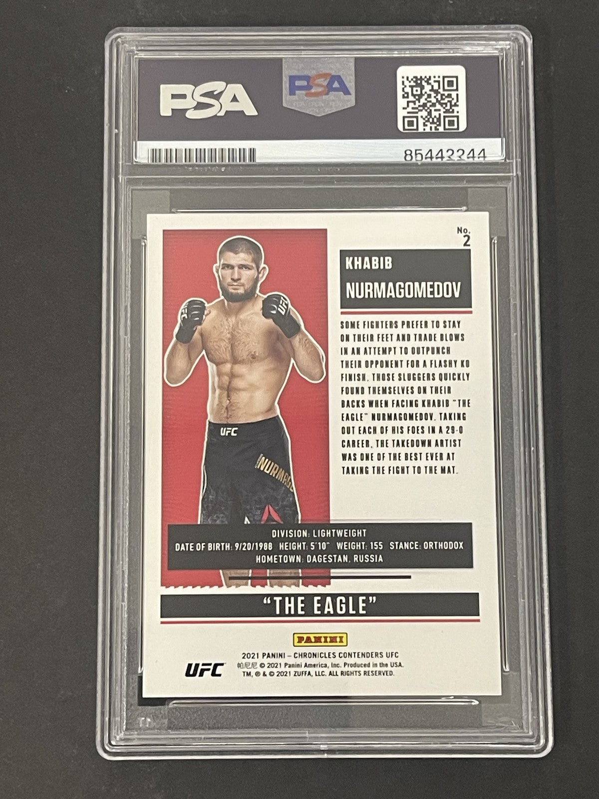 2021 Panini Chronicles UFC #2 Khabib Nurmagomedov signed card PSA