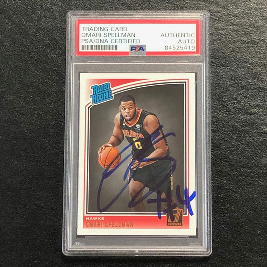 2018-19 DONRUSS RATED ROOKIE #196 Omari Spellman Signed Card AUTO PSA/DNA Slabbe