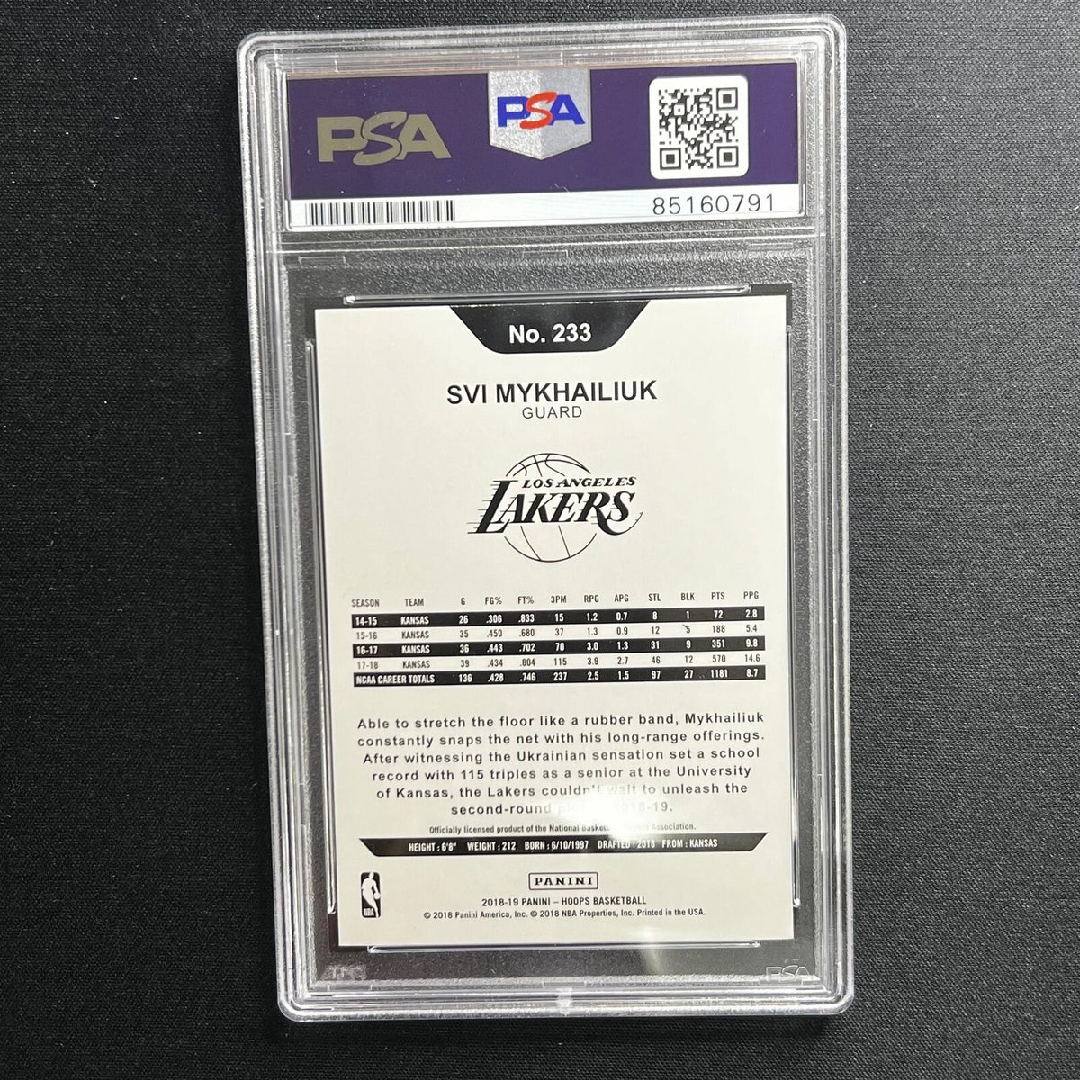 2018-19 Panini Hoops #233 Svi Mykhailiuk Signed Card AUTO 10 PSA Slabbed RC Lake