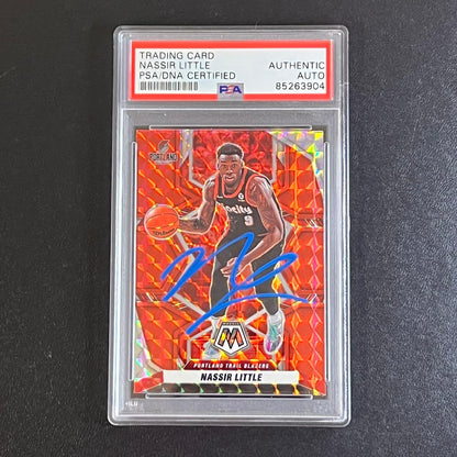 2021-22 Panini Prizm Mosaic #176 Nassir Little Signed Rookie Card AUTO PSA Slabb