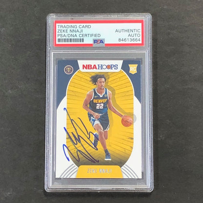 2020-21 NBA Hoops #235 Zeke Nnaji Signed AUTO PSA Slabbed RC Nuggets