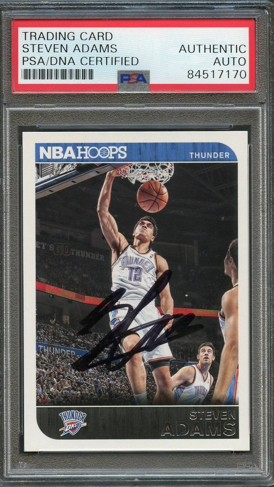 2014-15 NBA Hoops #222 Steven Adams Signed Card Auto PSA/DNA Slabbed Thunder