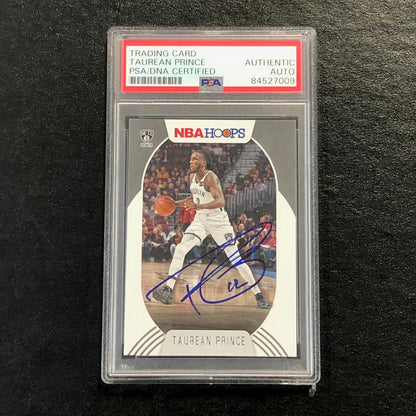 2020-21 NBA Hoops #86 Taurean Prince Signed Card AUTO PSA Slabbed Nets
