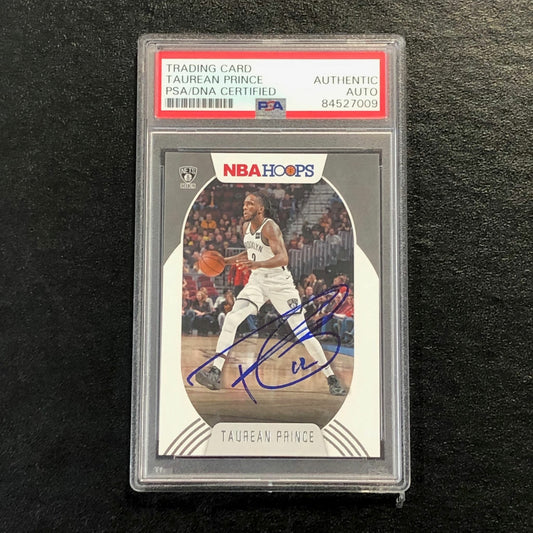 2020-21 NBA Hoops #86 Taurean Prince Signed Card AUTO PSA Slabbed Nets