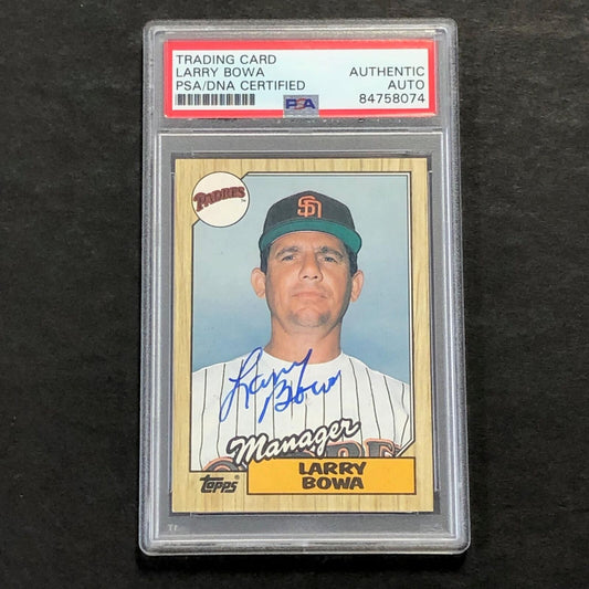 1987 Topps Traded #8T Larry Bowa Signed Card AUTO PSA Slabbed Padres