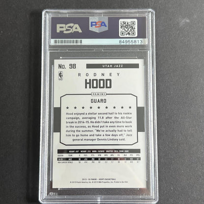 2015-16 NBA Hoops #98 Rodney Hood Signed Card PSA Slabbed Jazz