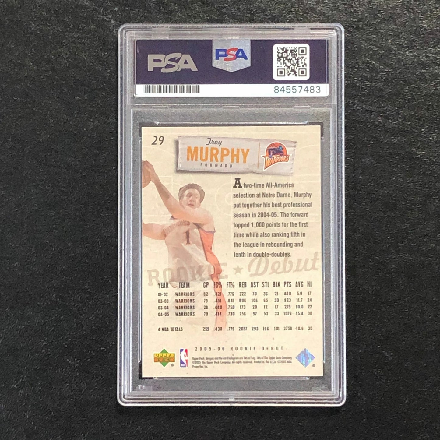 2005-06 Upper Deck Rookie Debut #29 Troy Murphy Signed Card AUTO PSA Slabbed RC