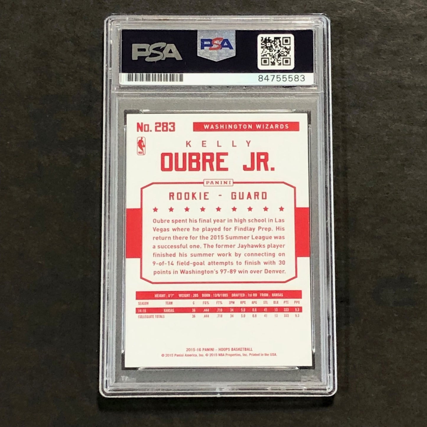 2015 NBA Hoops #283 Kelly Oubre Jr. Signed Card AUTO PSA Slabbed RC Wizards
