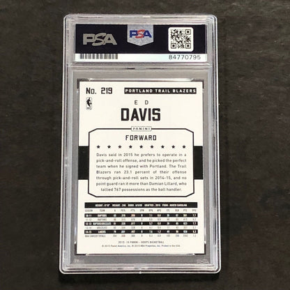 2015-16 NBA Hoops #219 Ed Davis Signed Card AUTO PSA Slabbed Trail Blazers