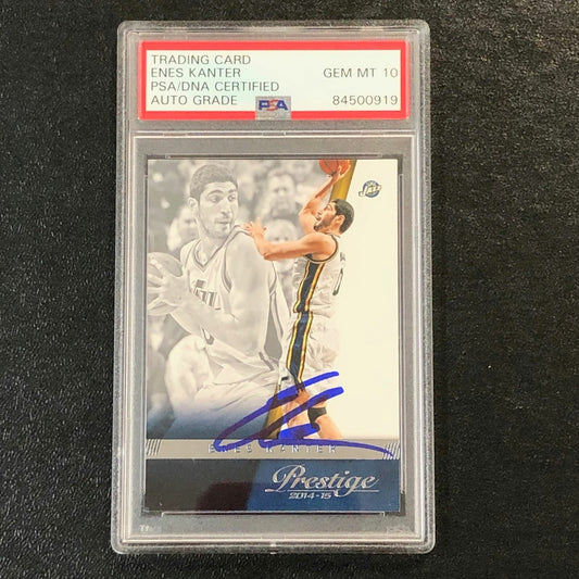2014-15 Panini Prestige #10 Enes Kanter Signed AUTO 10 PSA Slabbed Jazz