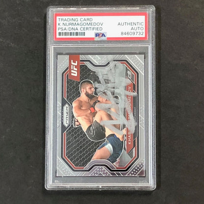 2021 Panini Prizm UFC #181 Khabib Nurmagomedov Signed Card AUTO PSA Slabbed