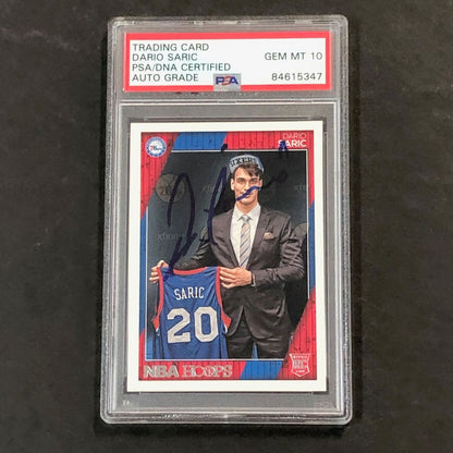 2016-17 NBA Hoops #299 Dario Saric Signed Card AUTO 10 PSA Slabbed RC 76ers