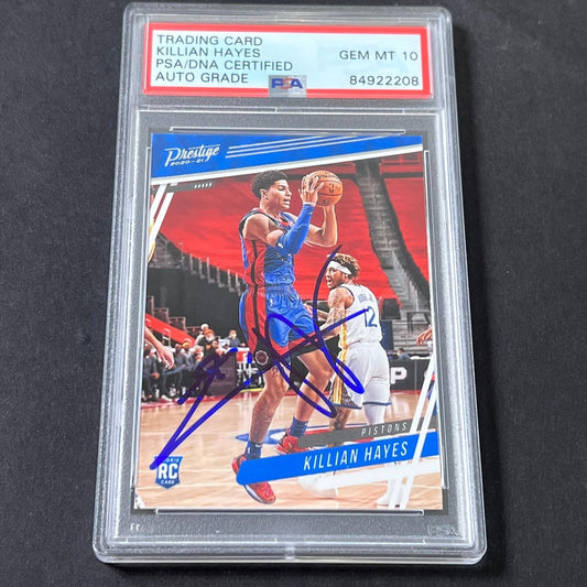 2020-21 Panini Prestige #56 Killian Hayes Signed Card AUTO 10 PSA Slabbed RC Pis
