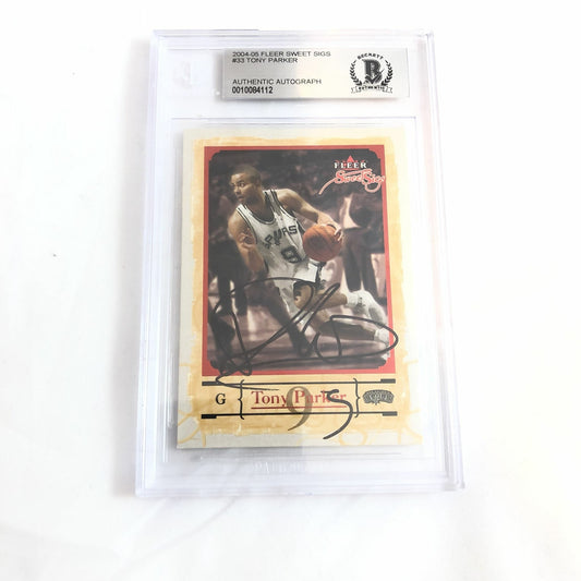 2003-04 Fleer Sweet Sigs Tony Parker Signed AUTO #33 BAS BGS Beckett Slabbed Aut