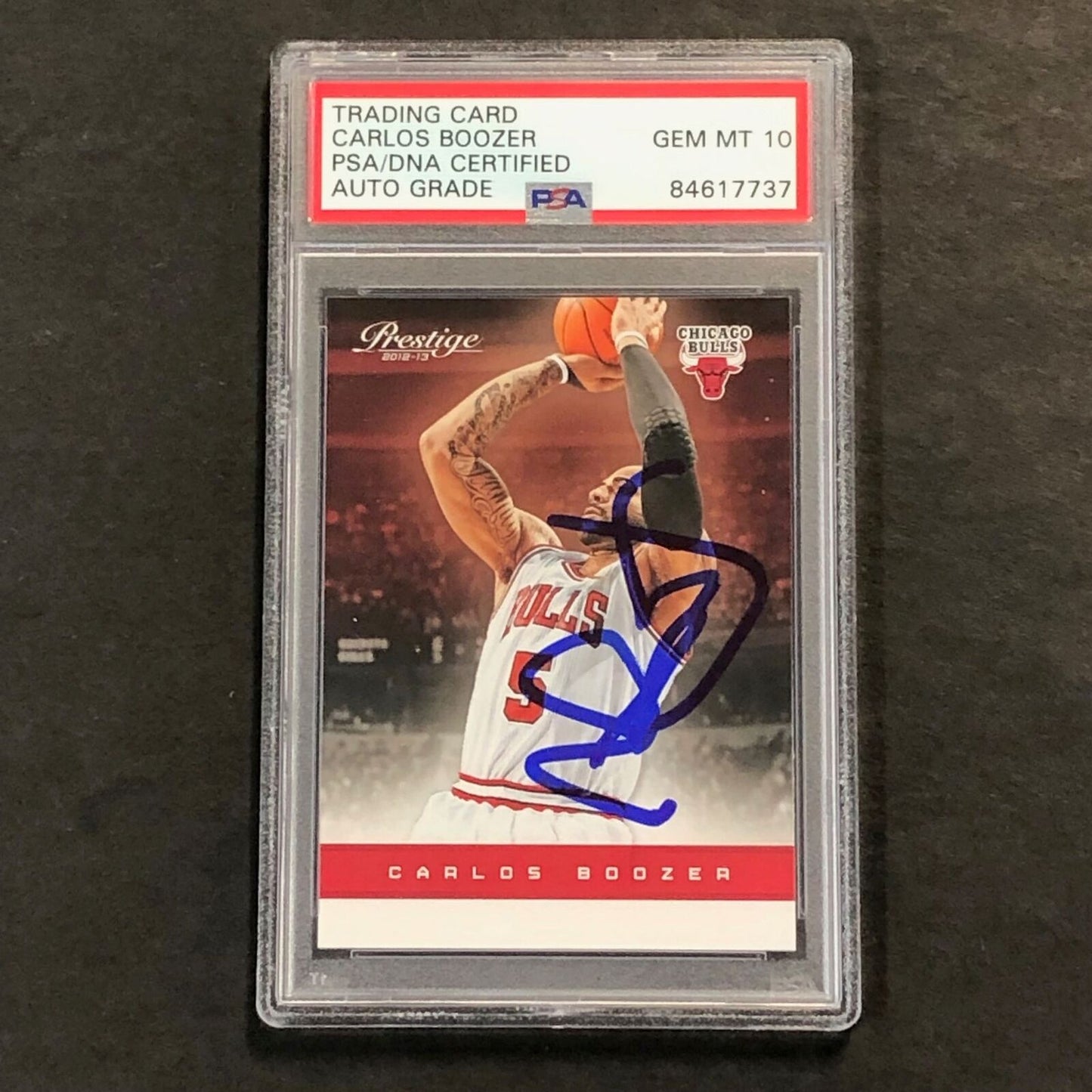 2012-13 Panini Prestige #17 Carlos Boozer Signed Card AUTO 10 PSA Slabbed Bulls