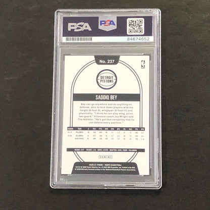 2020-21 NBA Hoops #237 Saddiq Bey Signed Card AUTO GRADE 10 PSA Slabbed RC Pisto