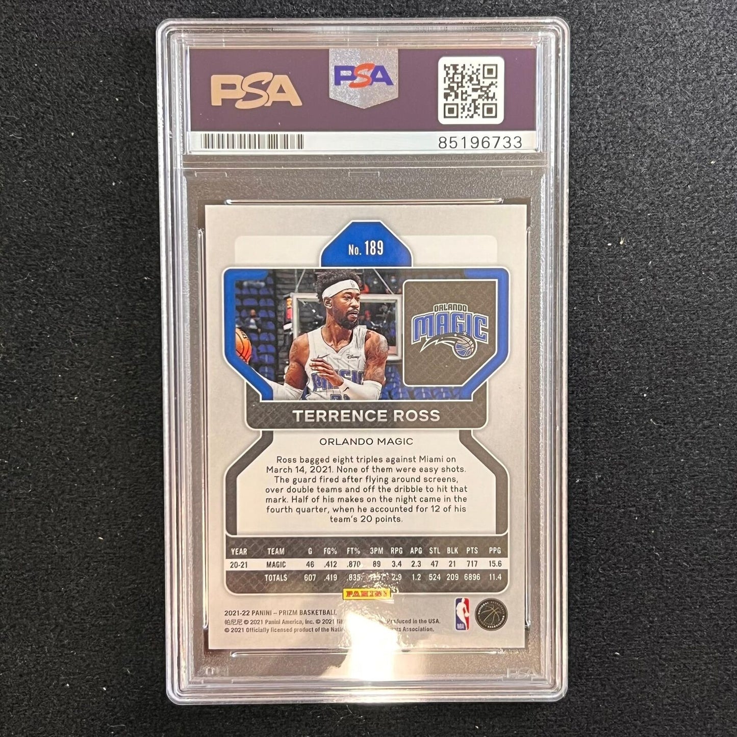 2021-22 Panini Prizm #189 Terrence Ross Signed Card AUTO PSA Slabbed Magic