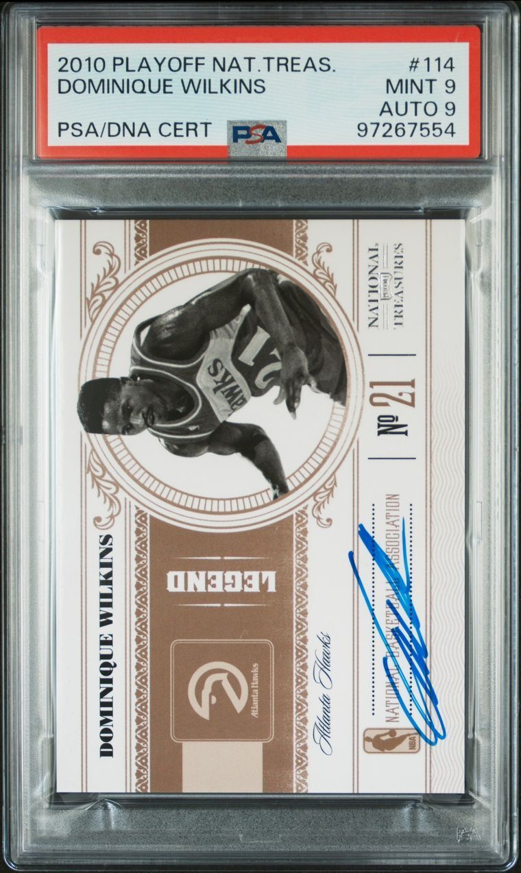 2010 Playoff National Treasures Dominique Wilkins #114 Signed Card AUTO 9 MINT 9