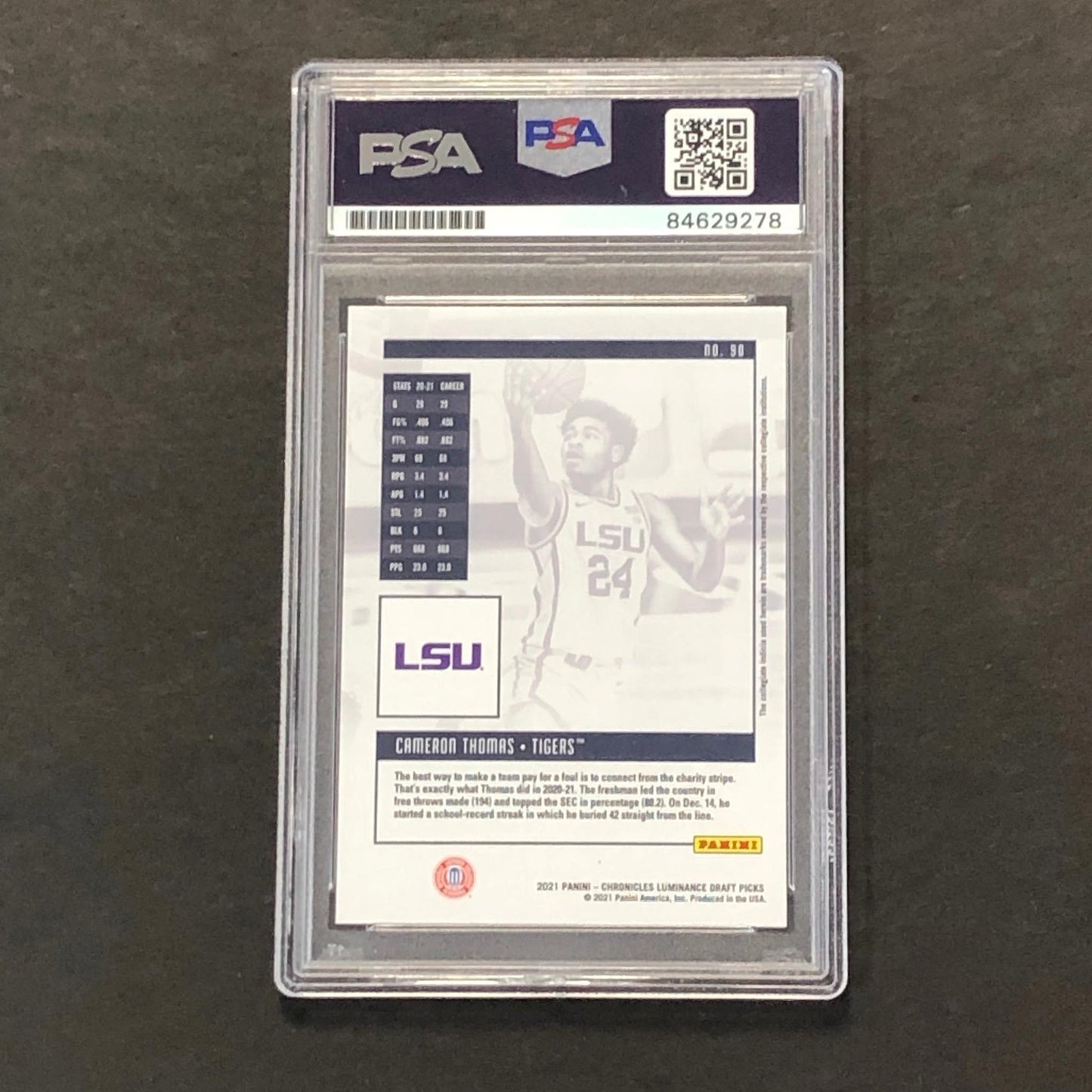 2021-22 Panini Chronicles Draft Picks #90 Cameron Thomas Signed Card  AUTO 10 PS