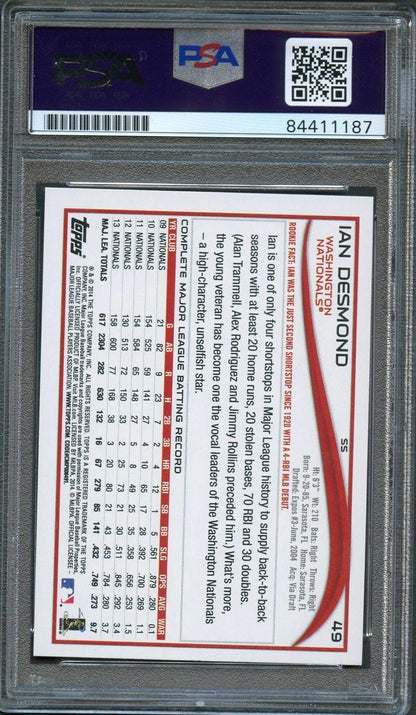 2014 Topps Opening Day #49 Ian Desmond Signed Card PSA Slabbed Auto 10 Nationals