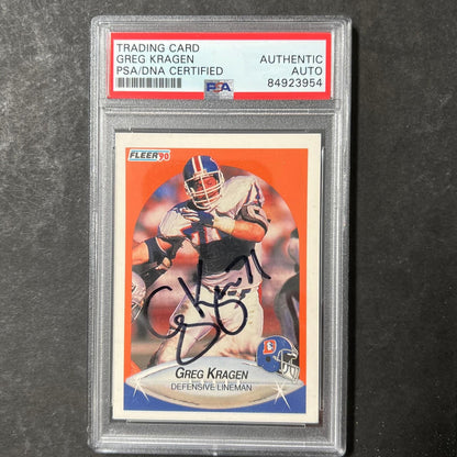 1990 Fleer #26 Greg Kragen Signed Card AUTO PSA Slabbed Broncos