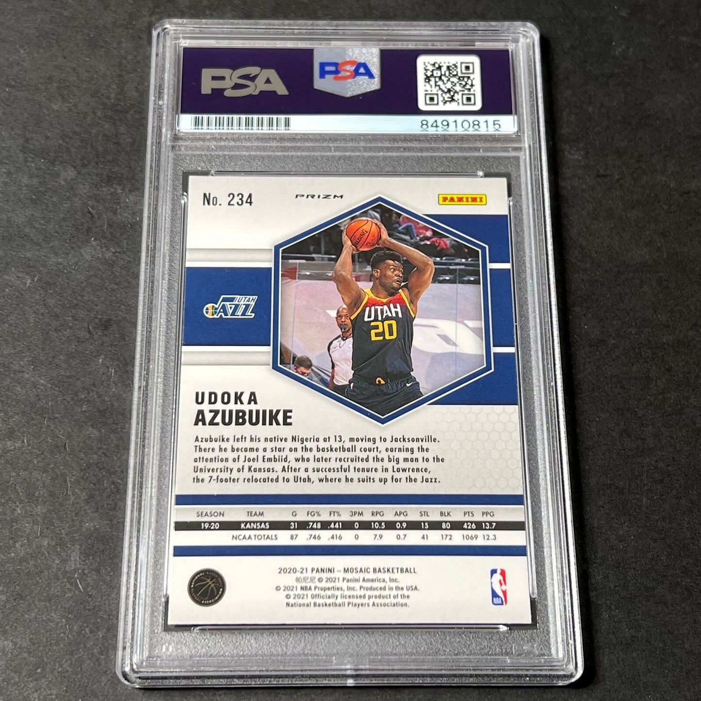 2020-21 Panini Mosiac #234 Udoka Azubuike AUTO 10 Signed Card PSA/DNA Encapsulat
