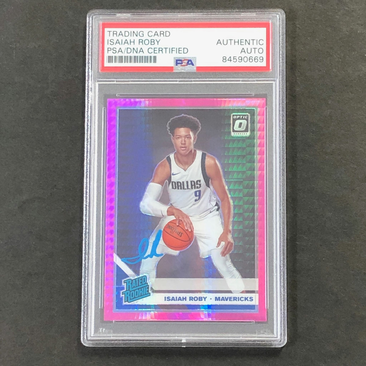 2020 Optic Rated Rookie Pink Prizm #191 Isaiah Roby Signed Card AUTO PSA Slabbed