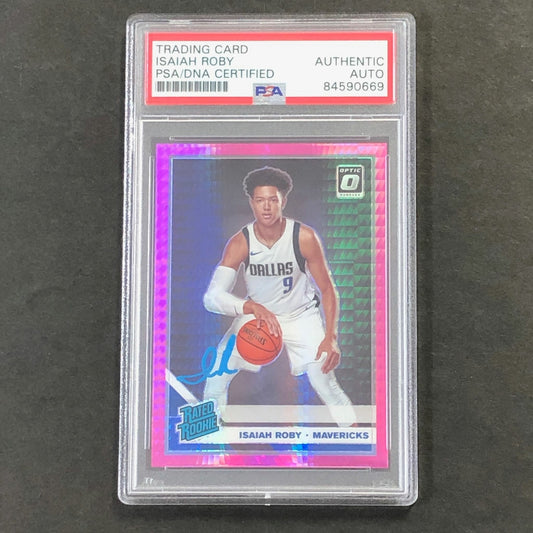 2020 Optic Rated Rookie Pink Prizm #191 Isaiah Roby Signed Card AUTO PSA Slabbed