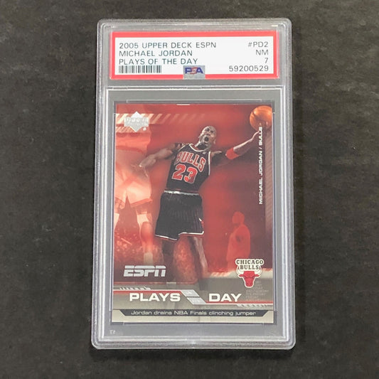 2005 Upper Deck ESPN #PD2 Michael Jordan PSA 7 NM Plays of the Day