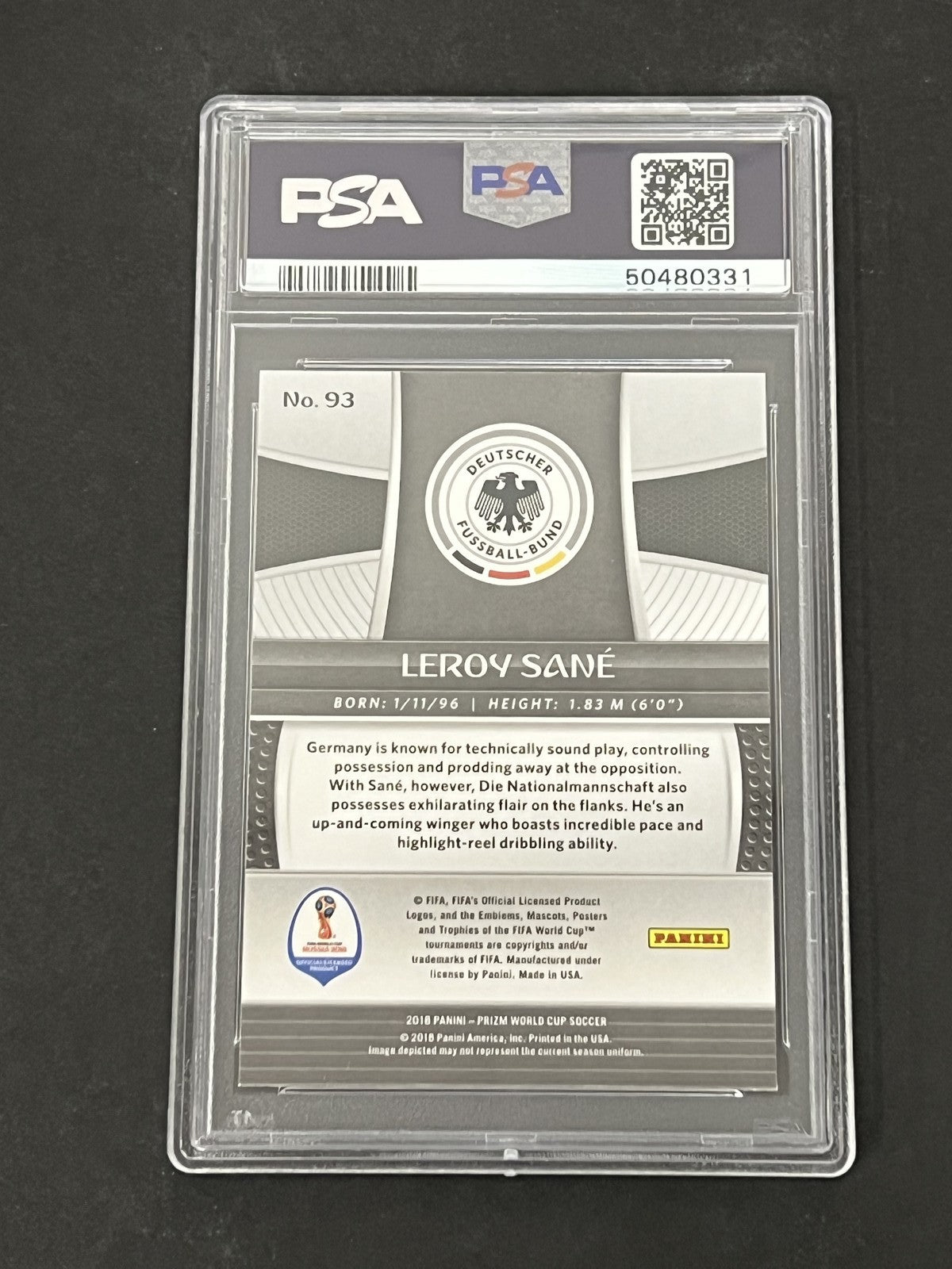 2018 Panini Prizm World Cup #93 Leroy Sane PSA 9