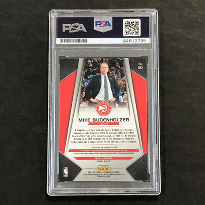 2017-18 Panini Prizm Green #110 Mike Budenholzer Signed Card AUTO PSA Slabbed Ha