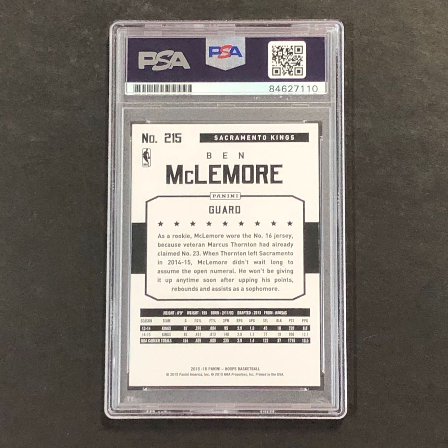 2015-16 NBA Hoops #215 Ben McLemore Signed Card AUTO 10 PSA Slabbed Kings