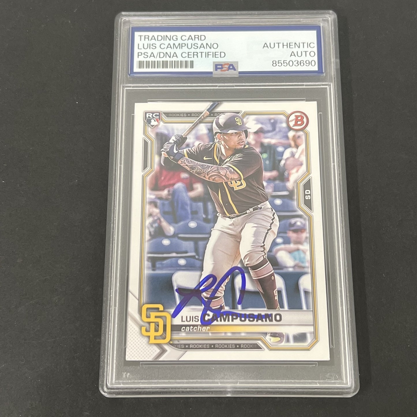 2021 Bowman Baseball #68 Luis Campusano Rookie signed card PSA