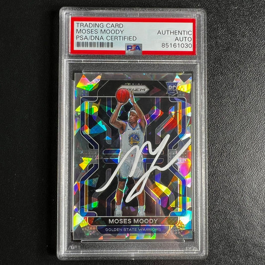 2021-22 Panini Prizm #308 Moses Moody Signed Card AUTO PSA Slabbed Warriors